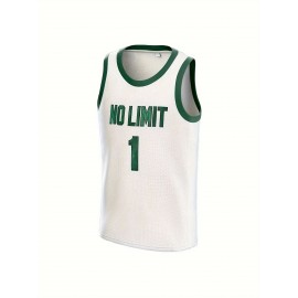 White Basketball Suit Embroidered V-neck Men's Sports Vest Polyester Mesh Training Suit S-3XL