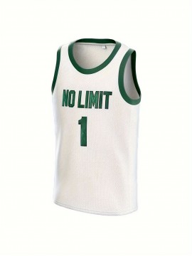 White Basketball Suit Embroidered V-neck Men's Sports Vest Polyester Mesh Training Suit S-3XL