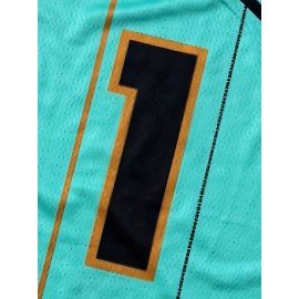 Men'S Basketball Suit # 1 Light Green Round Neck Embroidered Polyester Knitted Loose Micro Elastic Fabric S-XXXL