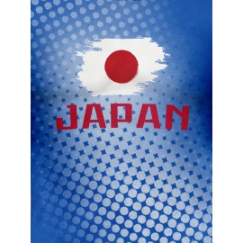 Men's Japan National Team Soccer Jersey - Breathable Polyester, Short Sleeve, Round Neck, Graphic Print, Light Blue & White Design, Perfect for Sports, Training & Casual Wear