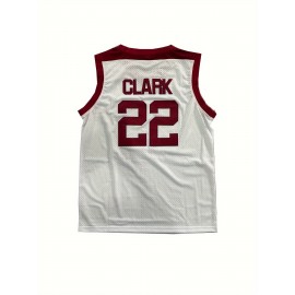 1pc Dowling Catholic Men's Basketball Jersey - #22, V-Neck, Sleeveless Athletic Top in White with Red Accents, Breathable Polyester, Loose Fit for Team Sports & Outdoor Activities, Machine Washable