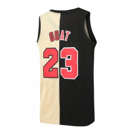 Men's #23 -Inspired Basketball Jersey, Breathable & Quick-Dry Nylon/Spandex Mesh Tank Top with Sleeveless Crewneck - Ideal for Training & Sports Events