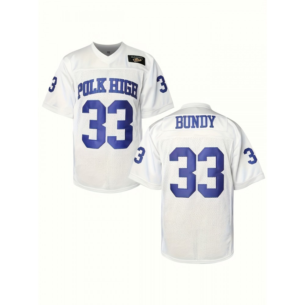 Men'S American Football Jersey, Men'S V-neck Short Sleeve Breathable Active 33 Letter Embroidery Stitched Party Clothing, Outdoor Street