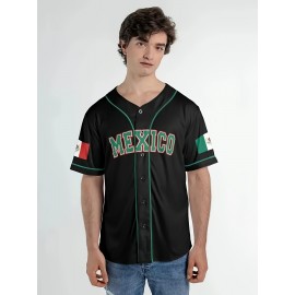 Men's Mexico Flag Baseball Jersey - Vibrant National Pride Design, Comfortable Fit for Men And Women, S-3XL Sizes, Perfect for Baseball Fans And Enthusiasts