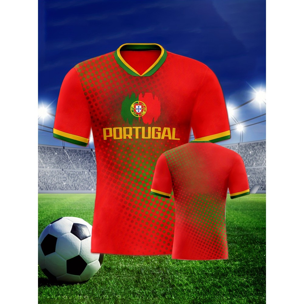 Professional Sports Fabric Men's Creative Pattern Print Portugal Soccer Jersey T-shirt