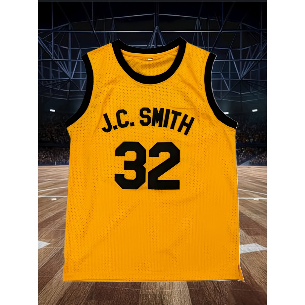 Men's #32 Basketball Jersey - J.C. Smith Maughalt, Yellow and Black Sports Uniform, V-Neck, Polyester, Sizes S-XXXL, Ideal for Team Sports, Training, and Casual Wear, Sports Jersey|Athletic Style| Detailing