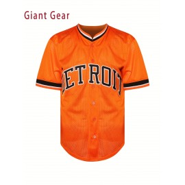 Men's #23 Orange Embroidered Baseball Jersey - V-Neck Loose Fit Polyester Shirt with Black Accents, Breathable & Durable for Casual, Team Sports, Outdoor Activities (S-3XL), Casual Streetwear, Sporty Look, Embroidered Detailing