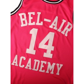 Bel-Air #14 Men's Pink Basketball Jersey - Vibrant Sports Uniform, S-XXXL, Lightweight Polyester, Machine Washable for Team, Casual & Outdoor Activities