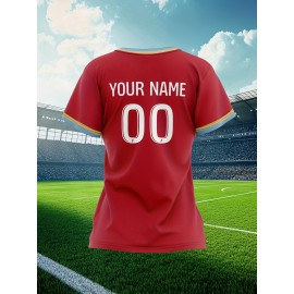Custom-made large-sized football shirts for women, with custom names and numbers, breathable fabrics for sports, team events, and casual use