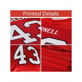 Customizable Football Jersey - Personalized Name & Number, V-Neck, Short Sleeve, Breathable Mesh Fabric, Team Colors with Bold 