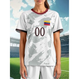 Customizable Women'S Soccer Jersey - Personalized Name & Number, Red Camo Design, Soft Fabric, Round Neck, Summer Sports & Casual Wear, Soccer Accessories