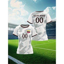 Customizable Women'S Soccer Jersey - Personalized Name & Number, Red Camo Design, Soft Fabric, Round Neck, Summer Sports & Casual Wear, Soccer Accessories