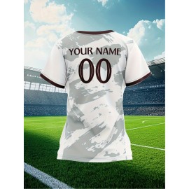 Customizable Women'S Soccer Jersey - Personalized Name & Number, Red Camo Design, Soft Fabric, Round Neck, Summer Sports & Casual Wear, Soccer Accessories