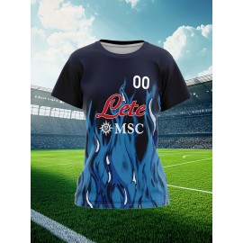 Customizable Women'S Plus Size Football Jersey - Personalized Team Name & Number, Breathable Outdoor Sports Shirt with Vibrant Blue & Pink Geometric Design, Perfect for Soccer Fans, Soccer Fan Apparel | Vibrant Jersey Design | Durable Fabric Shirt