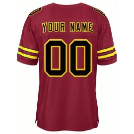 Customizable Football Jersey - Personalized Name & Number, V-Neck, Short Sleeve, Breathable Mesh Fabric, Team Colors with Bold 
