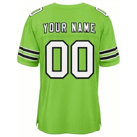 Customizable Football Jersey - Personalized Name & Number, V-Neck, Short Sleeve, Breathable Mesh Fabric, Team Colors with Bold 
