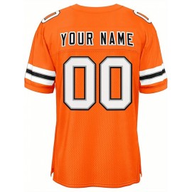 Customizable Football Jersey - Personalized Name & Number, V-Neck, Short Sleeve, Breathable Mesh Fabric, Team Colors with Bold 