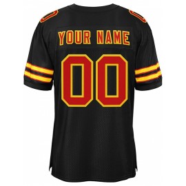 Customizable Football Jersey - Personalized Name & Number, V-Neck, Short Sleeve, Breathable Mesh Fabric, Team Colors with Bold 