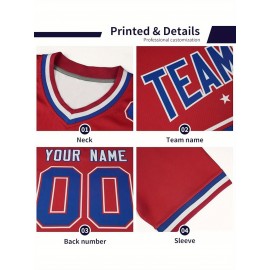 Custom Football Jersey Personalized with Team Name & Number - Women's Large Size Sports Shirt, Navy Blue & Red Color Scheme, Non-Stretch Fabric for Soccer, Team Uniforms, Gifts - Easy-Care Athletic Apparel, Sleeve Stripes, Detailing