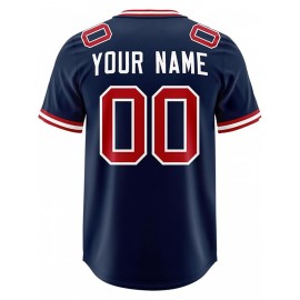 Custom Football Jersey Personalized with Team Name & Number - Women's Large Size Sports Shirt, Navy Blue & Red Color Scheme, Non-Stretch Fabric for Soccer, Team Uniforms, Gifts - Easy-Care Athletic Apparel, Sleeve Stripes, Detailing