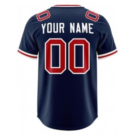Custom Football Jersey Personalized with Team Name & Number - Women's Large Size Sports Shirt, Navy Blue & Red Color Scheme, Non-Stretch Fabric for Soccer, Team Uniforms, Gifts - Easy-Care Athletic Apparel, Sleeve Stripes, Detailing