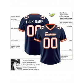 Custom Football Jersey Personalized with Team Name & Number - Women's Large Size Sports Shirt, Navy Blue & Red Color Scheme, Non-Stretch Fabric for Soccer, Team Uniforms, Gifts - Easy-Care Athletic Apparel, Sleeve Stripes, Detailing