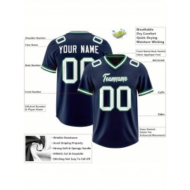 Custom Football Jersey Personalized with Team Name & Number - Women's Large Size Sports Shirt, Navy Blue & Red Color Scheme, Non-Stretch Fabric for Soccer, Team Uniforms, Gifts - Easy-Care Athletic Apparel, Sleeve Stripes, Detailing