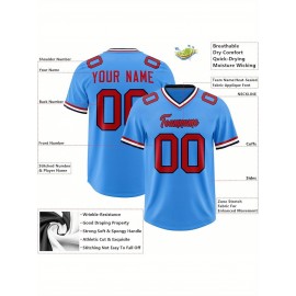 Custom Football Jersey Personalized with Team Name & Number - Women's Large Size Sports Shirt, Navy Blue & Red Color Scheme, Non-Stretch Fabric for Soccer, Team Uniforms, Gifts - Easy-Care Athletic Apparel, Sleeve Stripes, Detailing