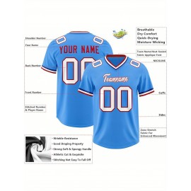 Custom Football Jersey Personalized with Team Name & Number - Women's Large Size Sports Shirt, Navy Blue & Red Color Scheme, Non-Stretch Fabric for Soccer, Team Uniforms, Gifts - Easy-Care Athletic Apparel, Sleeve Stripes, Detailing