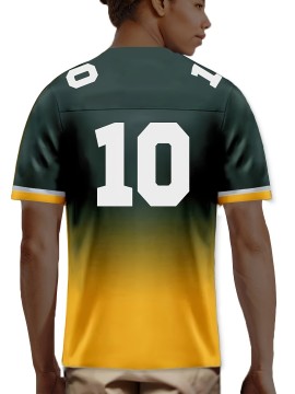 Women's #10 Green Bay -Inspired Jersey - Gradient Green to Yellow, V-Neck, Short Sleeve, Breathable Polyester Shirt, Machine Washable, Perfect for Sports Fans & Casual Wear