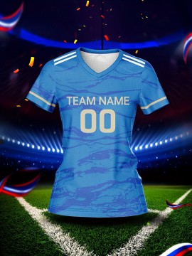 Customizable Women'S V-Neck Football Jersey, Polyester 100%, Quick-Dry Knit Fabric, Regular Length, All Over Print, Slight Stretch, Breathable for Training & Fitness, Spring/Summer/Fall Sports Top
