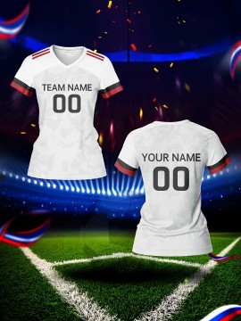 Customizable Women's V-Neck Soccer Jersey - Personalized Name & Number, Breathable Polyester, Quick-Dry Athletic Top for Team Training, Sports Fitness & Casual Wear, Casual Sportswear | Customizable Sports Gear | Smooth Fabric