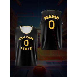 Customizable Kids Basketball Jersey Top with Name and Number - Breathable Polyester Mesh Tank Top for Sports, Training, Outdoor Activities - Unisex, All-Season, Washable, Knit Fabric, Loose Fit
