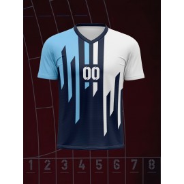 1pc Customizable Kids Soccer Jersey - V-Neck Polyester Football Top with Personalized Name & Number, Medium Stretch, All Over Print, Casual Sports Style for Boys & Girls, Perfect for Training, Beach, Weekend & Birthday Occasions