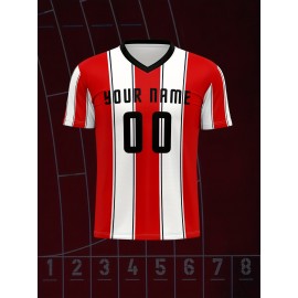 Custom Youngsters' Soccer Jersey - Quick-Dry, Breathable Polyester V-Neck T-Shirt with Personalized Name & Number Design for Boys & Girls - Perfect for Sports & Outdoor Activities, Running, Training, Beach Outings - Spring/Summer/Fall, Perfect for Outdoor