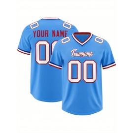 Custom Football Jersey Personalized with Team Name & Number - Women's Large Size Sports Shirt, Navy Blue & Red Color Scheme, Non-Stretch Fabric for Soccer, Team Uniforms, Gifts - Easy-Care Athletic Apparel, Sleeve Stripes, Detailing